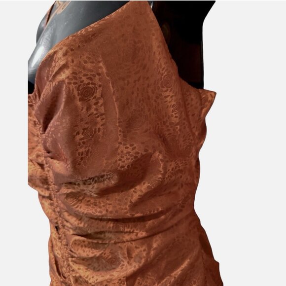 Anthropologie ASTR The Label NWT Mini Ruched Ruffle Silky Dress Women's size L - Picture 5 of 10